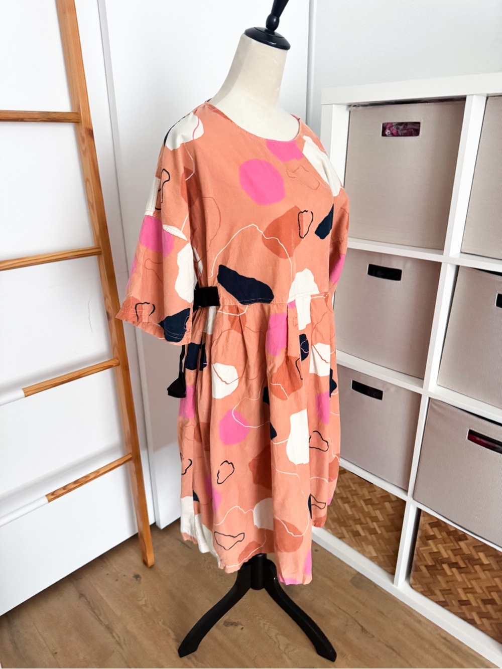 Gorman Rock Solid Sadie Dress Abstract Print Cotton Midi Orange Pink - Picture 3 of 13
